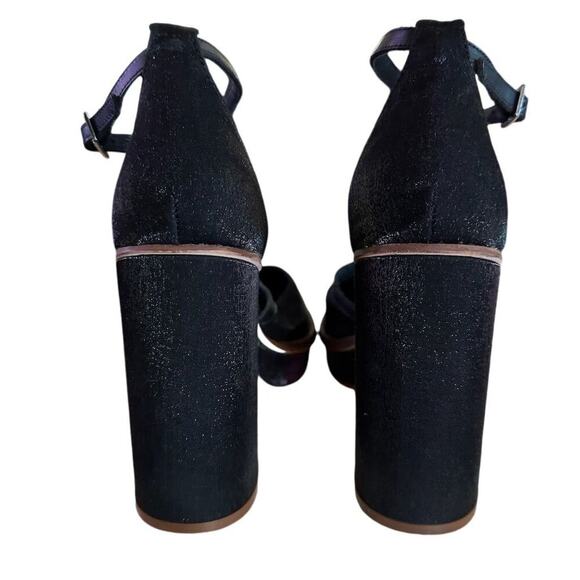 Free People Wythe Platform Heels Women's 7.5 38 Black Block Heel Open Toe - Picture 8 of 10